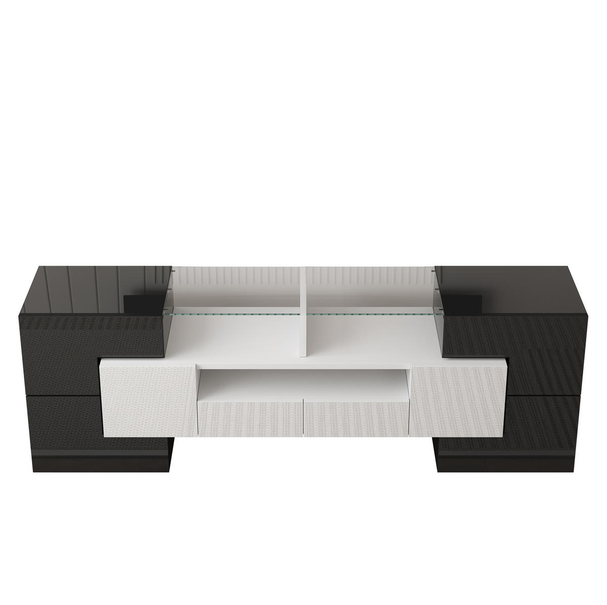 TV-SCHRANK 145/30/51 cm hochglänzend Weiß mit LED-Beleuchtung und Glasoberfläche - Weiß, Holzwerkstoff (145/51/30cm) - OKWISH