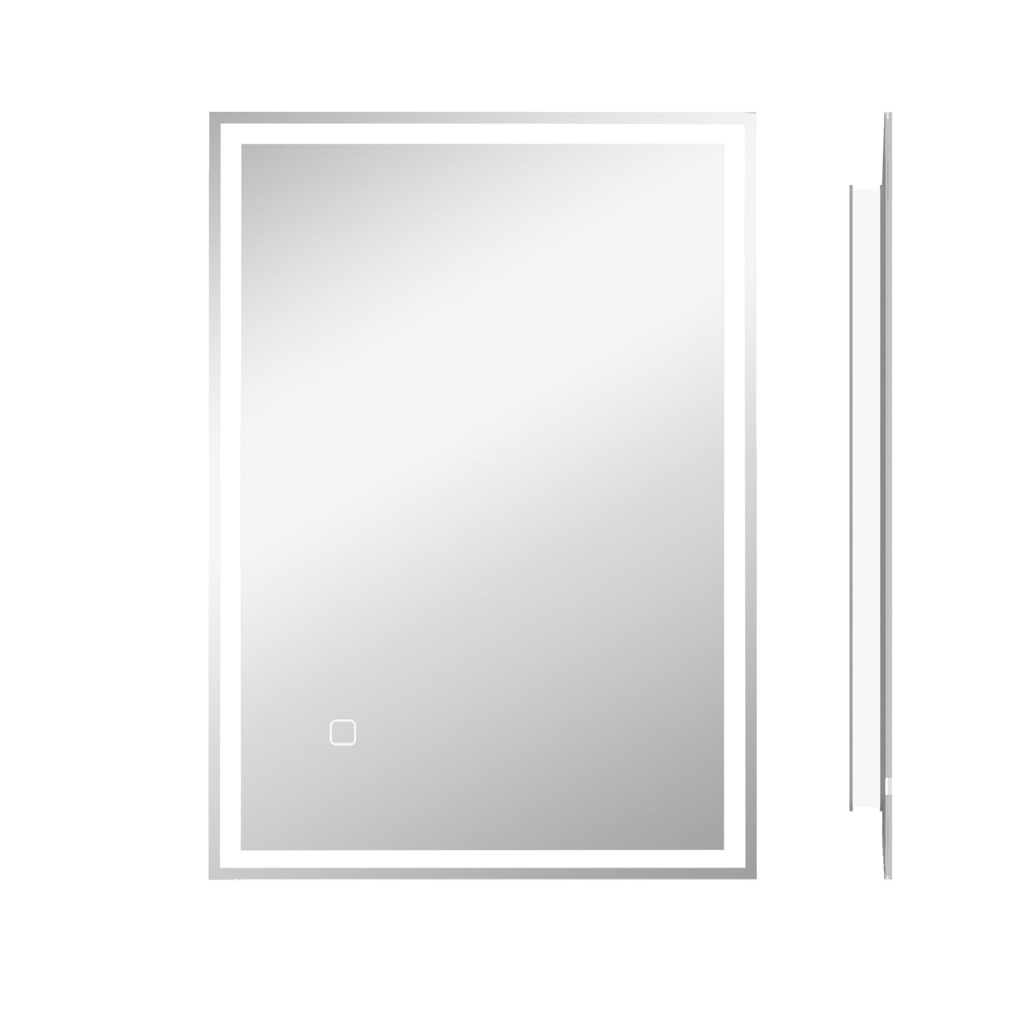 WANDSPIEGEL 50/4/70 cm silber aus Glas mit LED-Beleuchtung und Touch - Silberfarben, Glas (70/4/50cm) - OKWISH