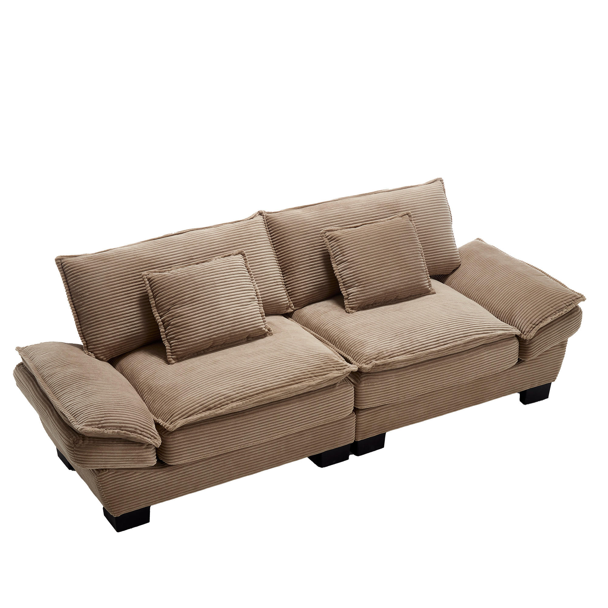 SOFA 2-Sitzer mit Kissen aus Velvet Khaki 224/81/81 cm - Naturfarben, Textil (224/81/81cm) - OKWISH