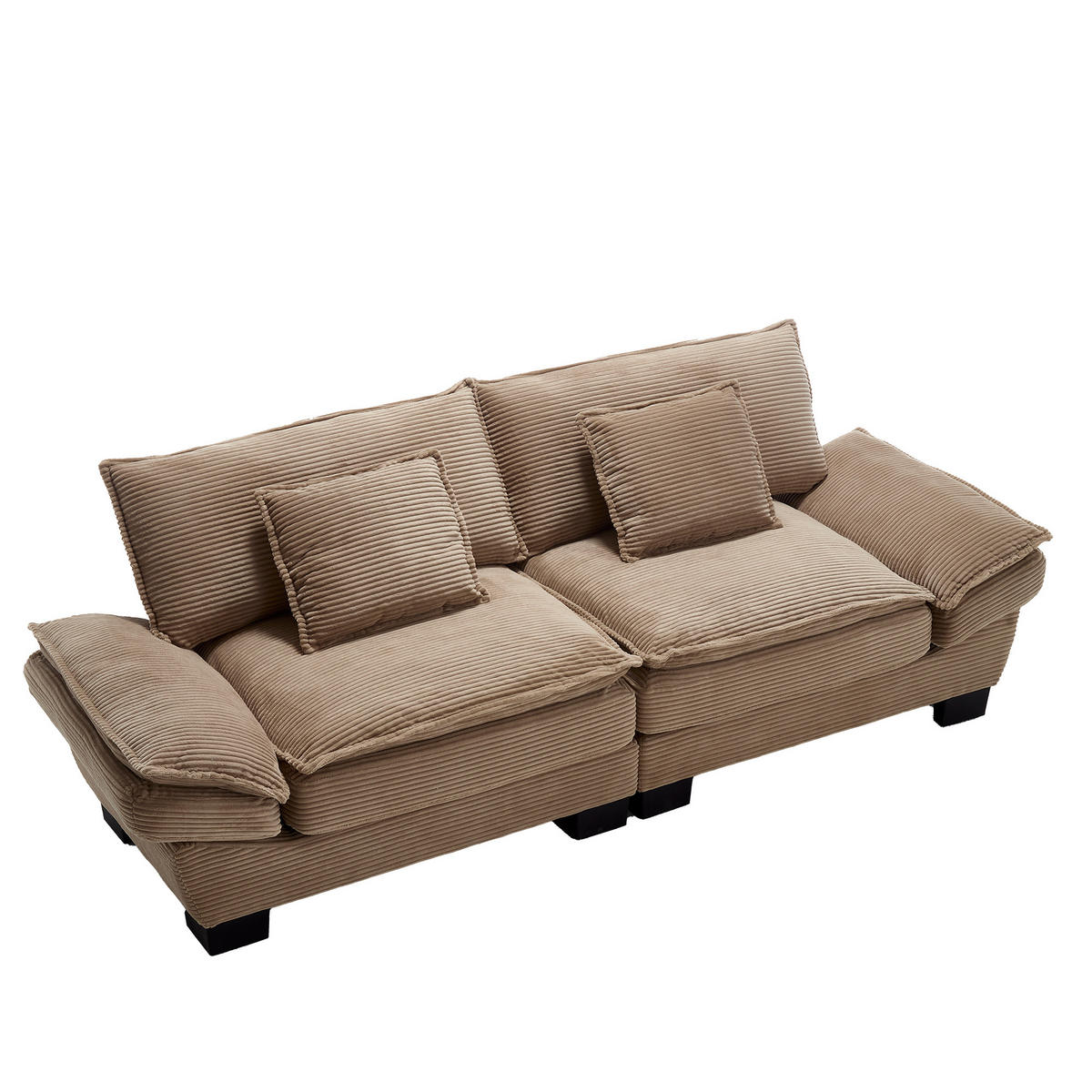 SOFA 2-Sitzer mit Kissen aus Velvet Khaki 224/81/81 cm - Naturfarben, Textil (224/81/81cm) - OKWISH