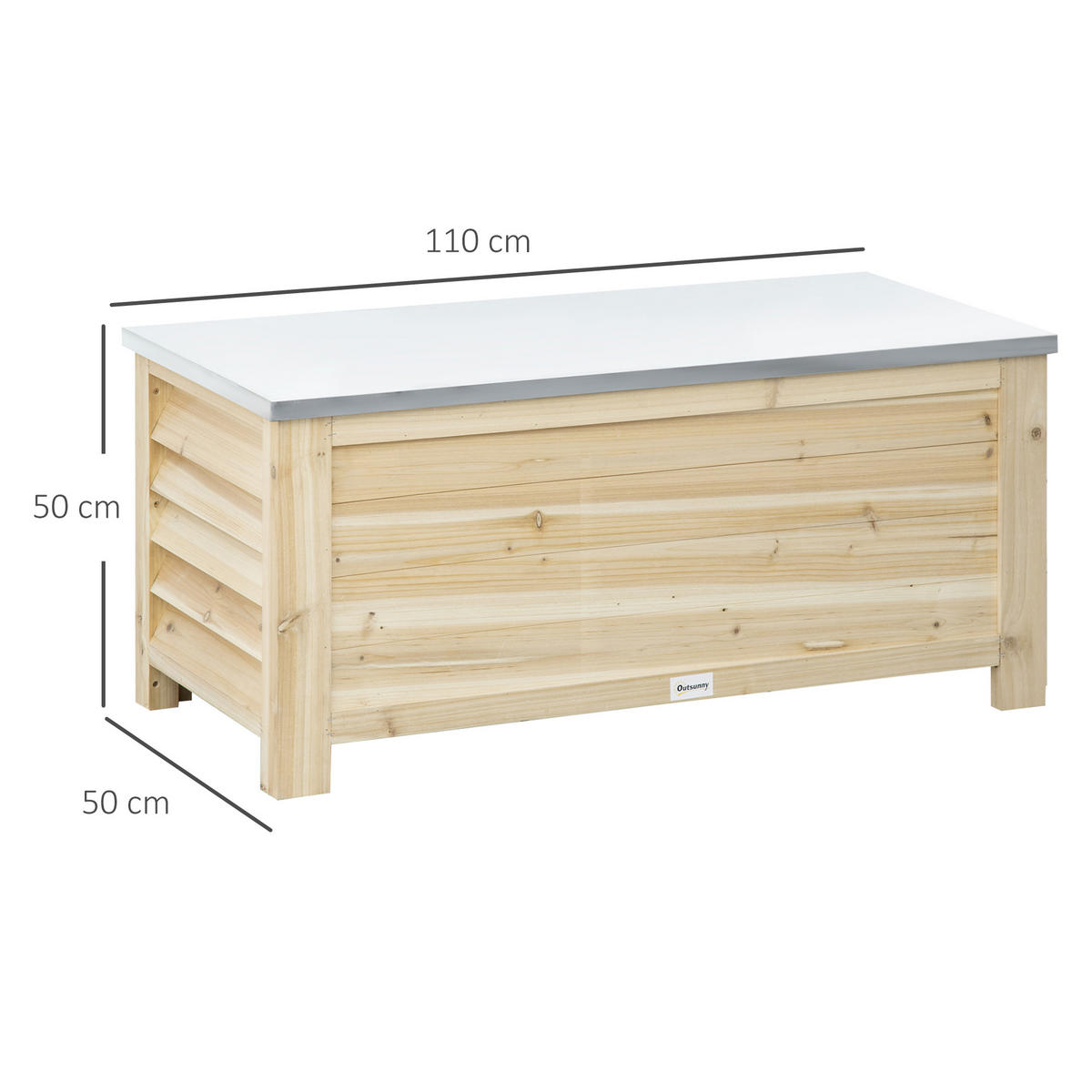 KISSENBOX DE-18671 155 L, Holz mit verzinktem Deckel - Naturfarben, Holzwerkstoff (50/50/110cm) - ComfortXL