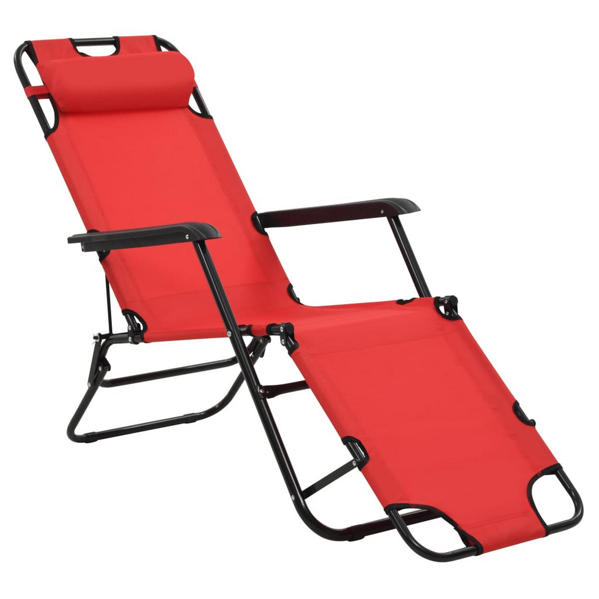 KLAPPBARE Sonnenliegen 2 Stk. mit Fußablage Rot - Rot, Textil (61/89/138cm) - furnicato