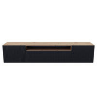 TV-SCHRANK Schwarz Marco Gefräste Fronten - Hellbraun/Schwarz, Holzwerkstoff (200/40/41cm) - Sepro Meble