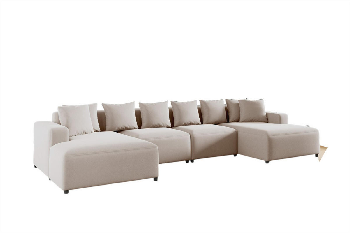 WOHNLANDSCHAFT Megan In Salvador - Beige, Holzwerkstoff/Textil (426/75/165cm) - Fun Möbel