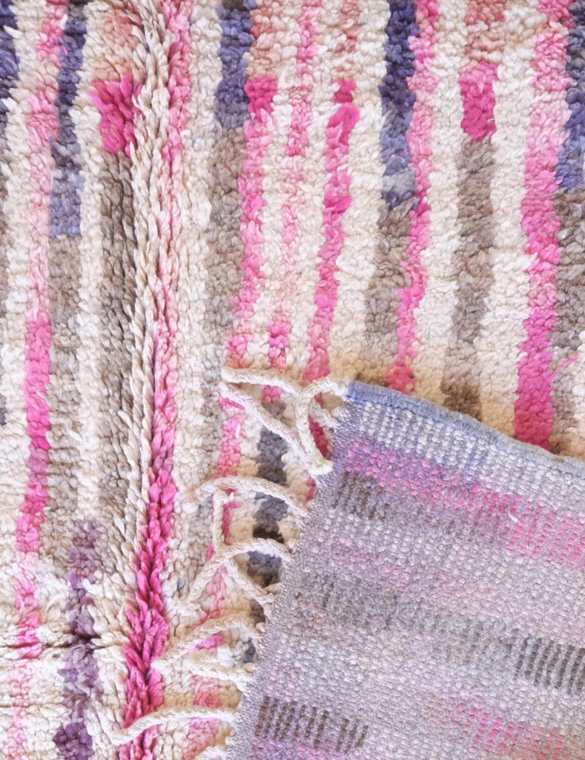 BERBERTEPPICH gestreift handgeknüpft aus Wolle 200x 300 cm - Pink, Naturmaterialien (200/300cm) - AFK Living