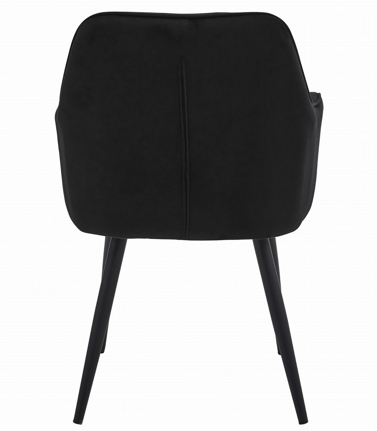 STUHL IRGOLI 6-er Set, Schwarz, Schwarz, mit Samtstoff gepolstert - Schwarz, Textil/Metall (56/84/62cm) - Komodee