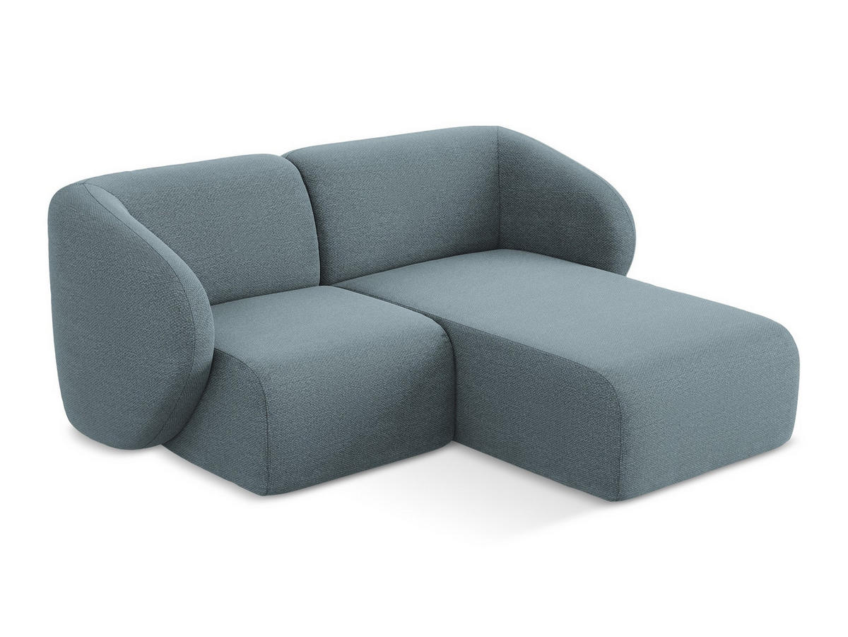 ECKSOFA Rechts Bouclé Stoff Blau - Blaugrau/Schwarz, Holzwerkstoff/Kunststoff (178/166cm) - Makamii