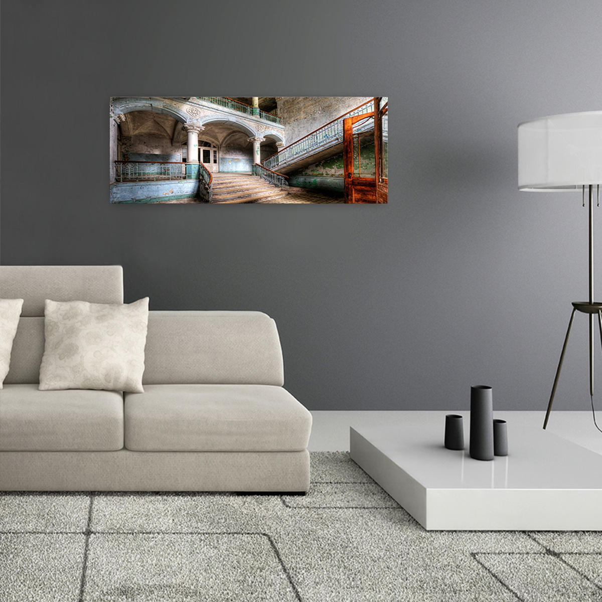 GLASBILD 80x30 cm Lost Place Architektur - Beige, Glas (80/30cm) - artissimo