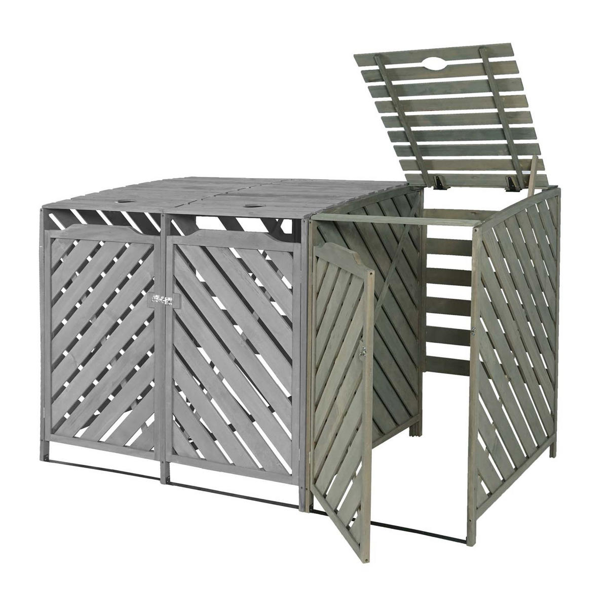 MÜLLTONNENBOX ERWEITERUNG Grau - Grau, Holz (68/120/98cm) - MCW