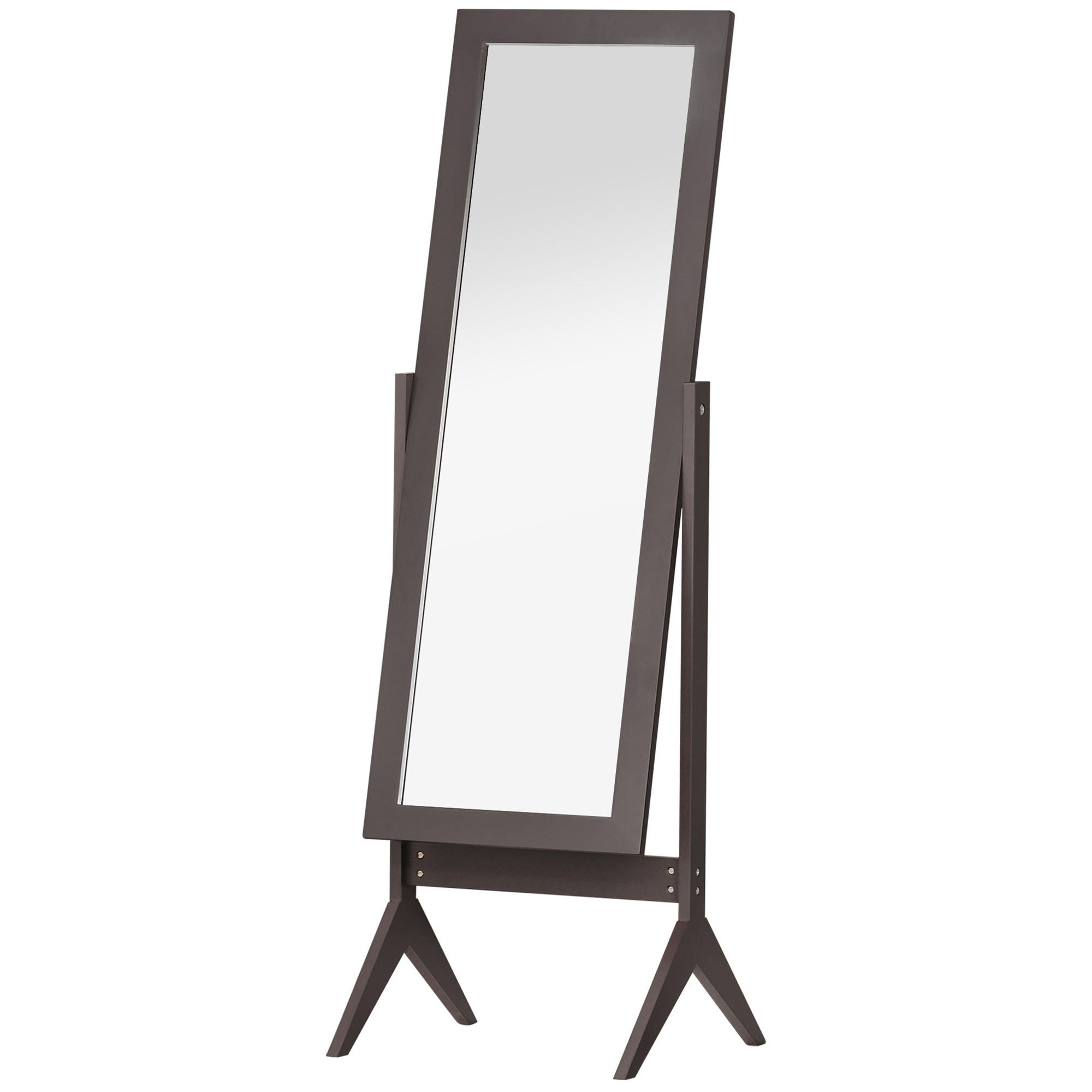 STANDSPIEGEL Erhöhte Füße Ganzkörperspiegel Schminkspiegel Pflegeleicht MDF - Braun, Glas (46/148/47cm) - HOMCOM