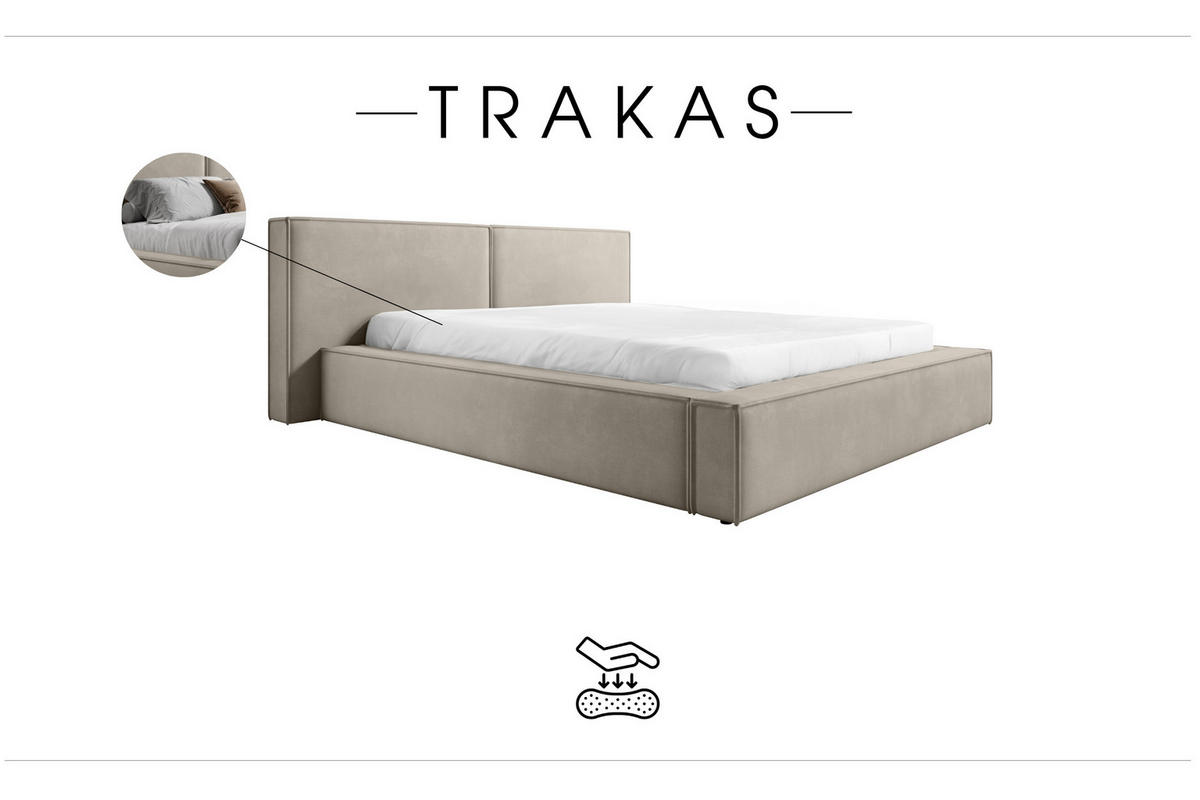 POLSTERBETT mit Bettkasten Trakas 180x200 cm, Hellbeige - Beige, Textil (180/200cm) - Meblito