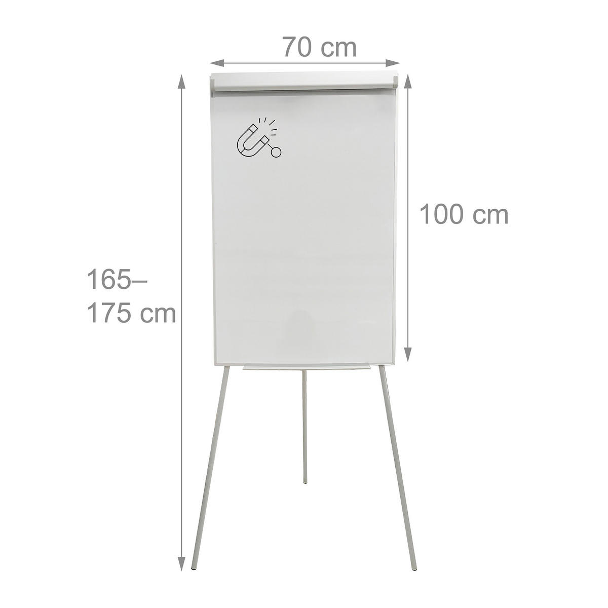 FLIPCHART Whiteboard - Weiß, Kunststoff/Metall (70/100/1.1cm) - Relaxdays