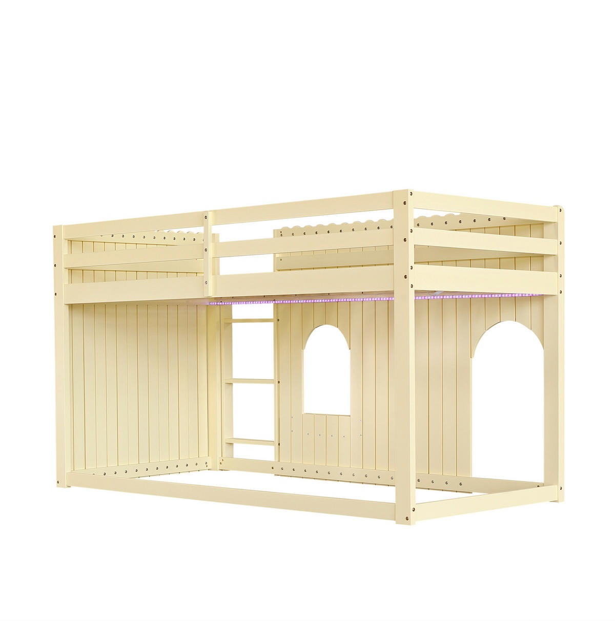 HOCHBETT 90x200 cm in Natur mit LED-Beleuchtung, Leiter und Ablagefächern - Naturfarben, Holz (90/200cm) - IVMEU
