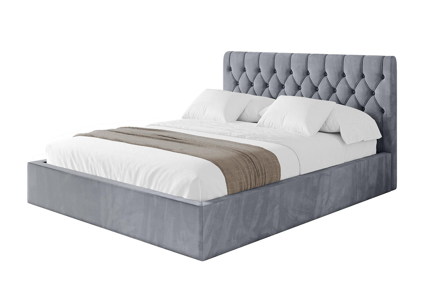 POLSTERBETT mit Bettkasten und Lattenrost, Bett mit Matratze H3/H4 - RENO 160x200 Grau - Grau, Holzwerkstoff/Textil (160/200cm) - ALTDECOR