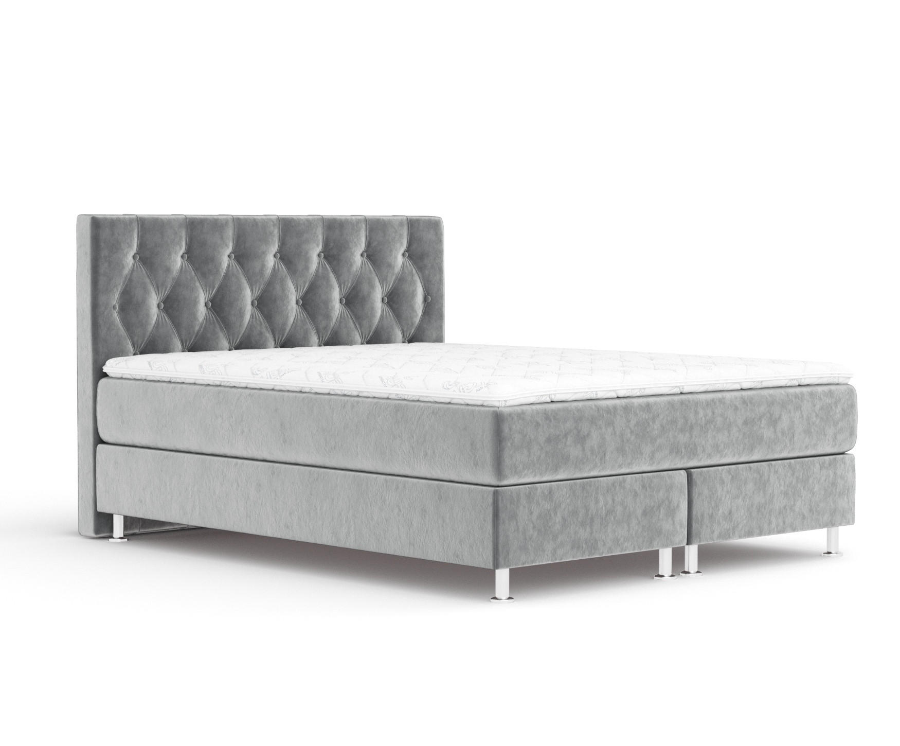 BOXSPRINGBETT Excelsior Grau 140/200 cm mit Latex-Topper - Silberfarben/Grau, Holz/Holzwerkstoff (140/200cm) - Maison de Reve