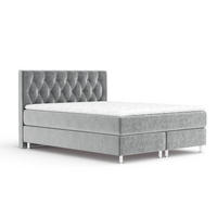 BOXSPRINGBETT Excelsior Grau 180/200 cm mit Latex-Topper - Silberfarben/Grau, Holz/Holzwerkstoff (180/200cm) - Maison de Reve