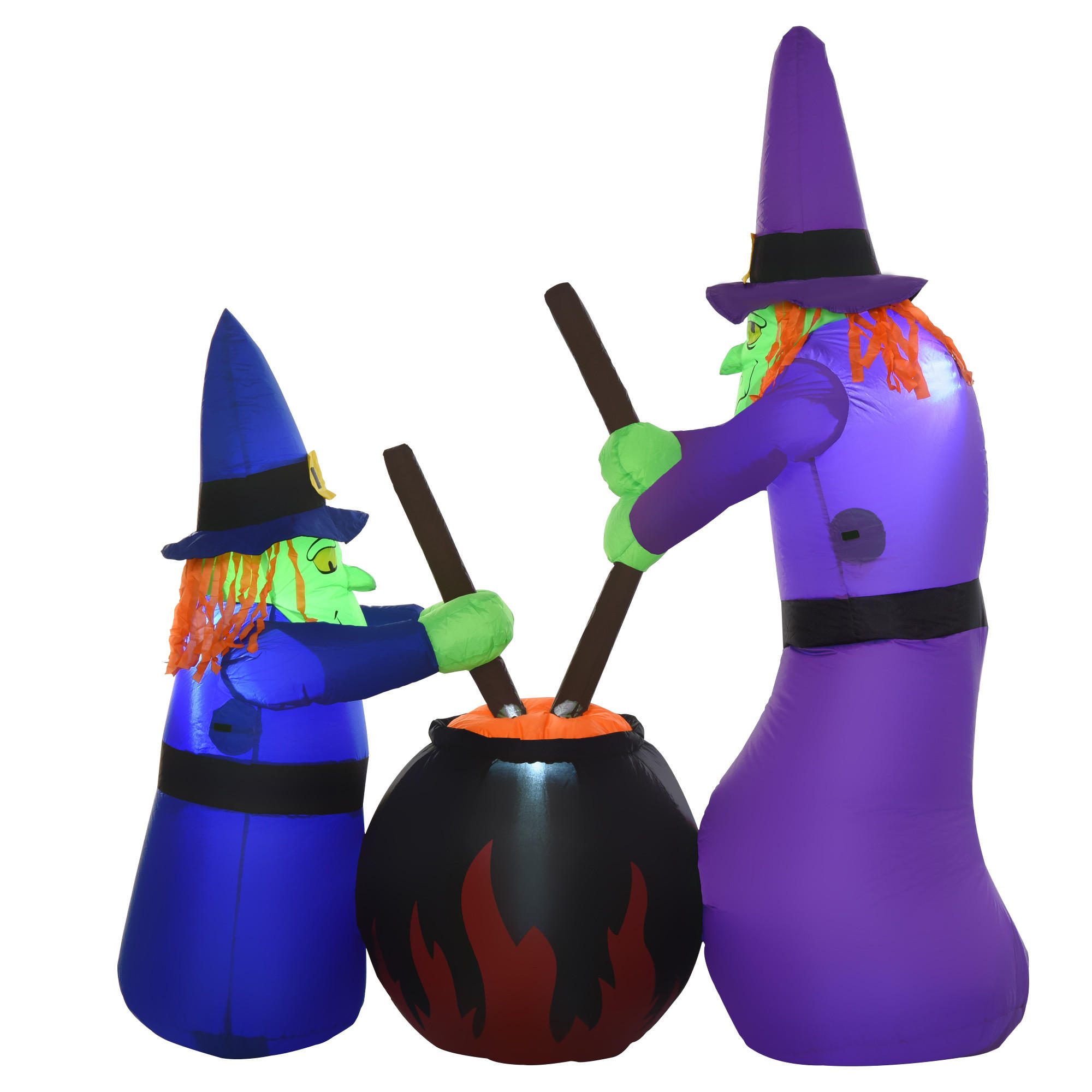 AUFBLASBARE Halloween Deko Luftfigur LED Beleuchtung Baum Hexen Katze Kürbis - Multicolor, Kunststoff (60/180/170cm) - HOMCOM