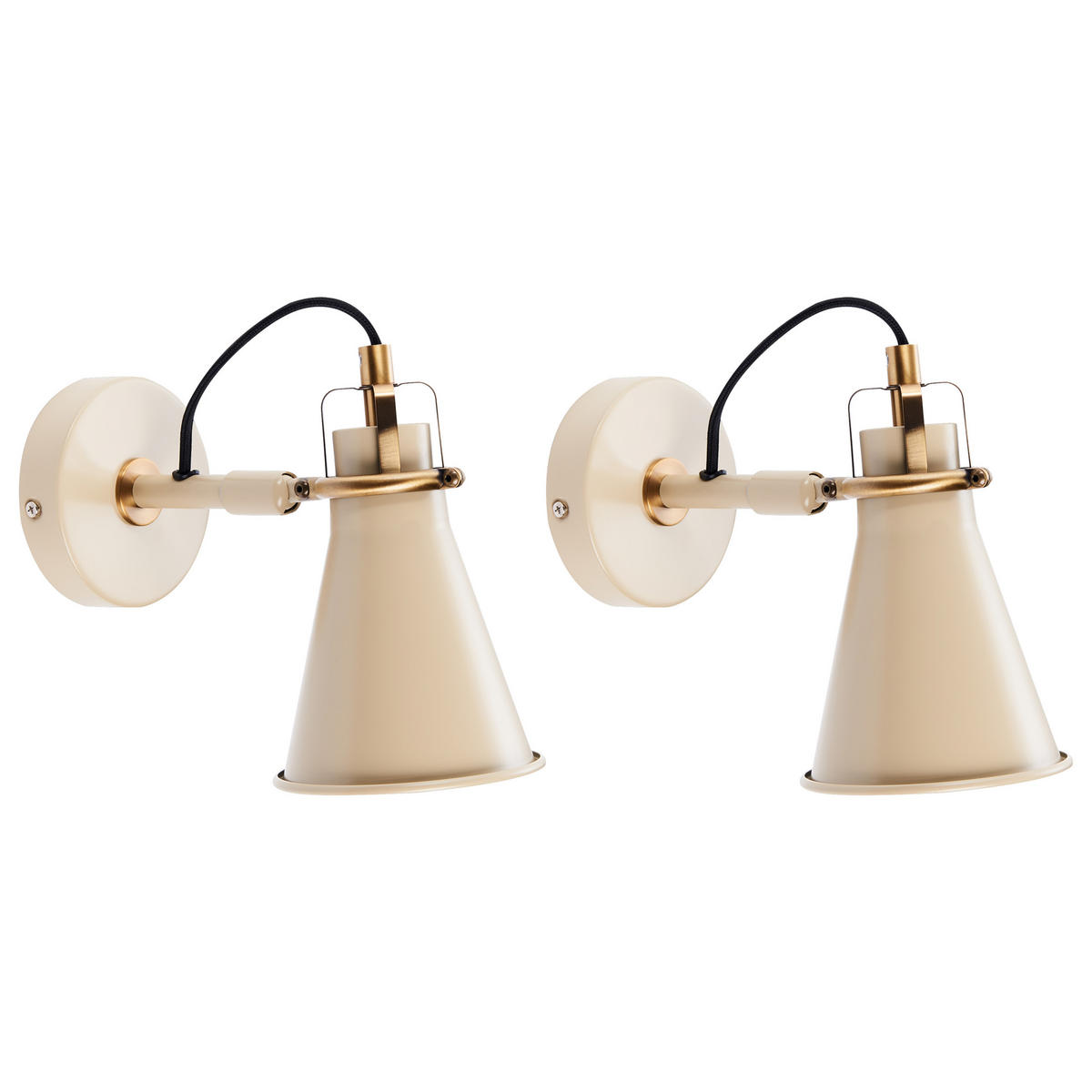 WANDLAMPE 2er Set Beige/Gold Moyola - Beige/Goldfarben, Metall (11/19/22cm) - Beliani