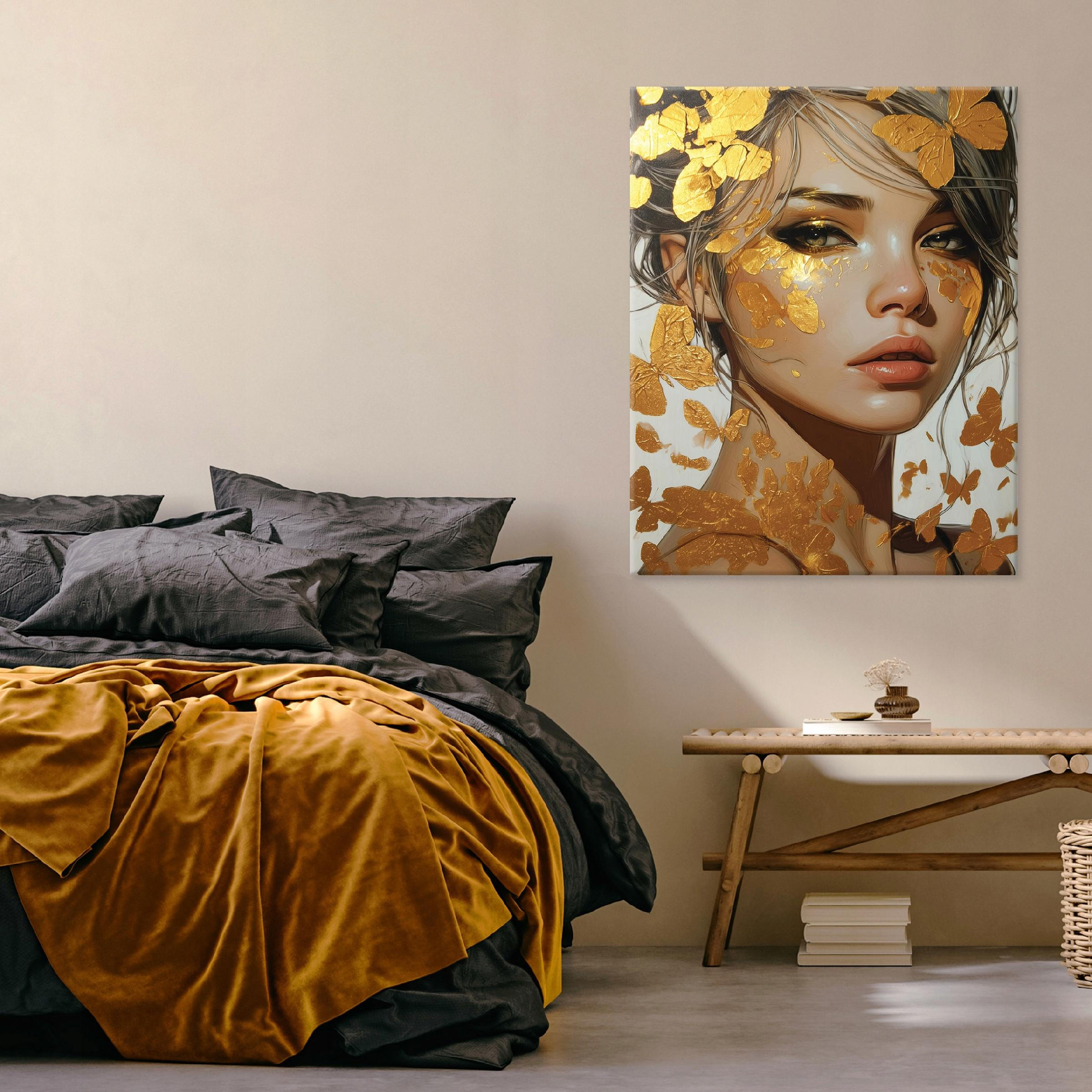 BILDER Frau Gold Abstrakt 60x40 - Multicolor, Holzwerkstoff (40/60cm) - Wallarena
