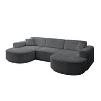 WOHNLANDSCHAFT MARI-U1 - 295x163x81 cm Dunkelgrau Cord - Dunkelgrau/Schwarz, Holzwerkstoff/Kunststoff (295/81/163cm) - ALTDECOR