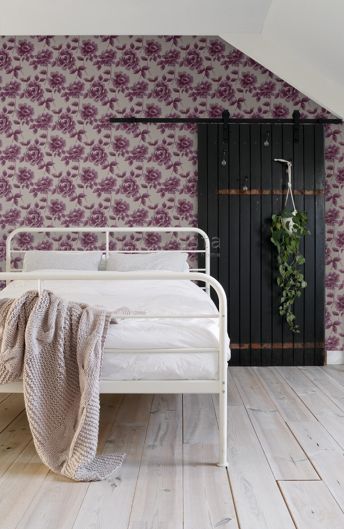 TAPETE Aquarell gemalte Rosen 53 cm x 10.05 m - Braun, Papier (53/1000cm) - ESTAhome