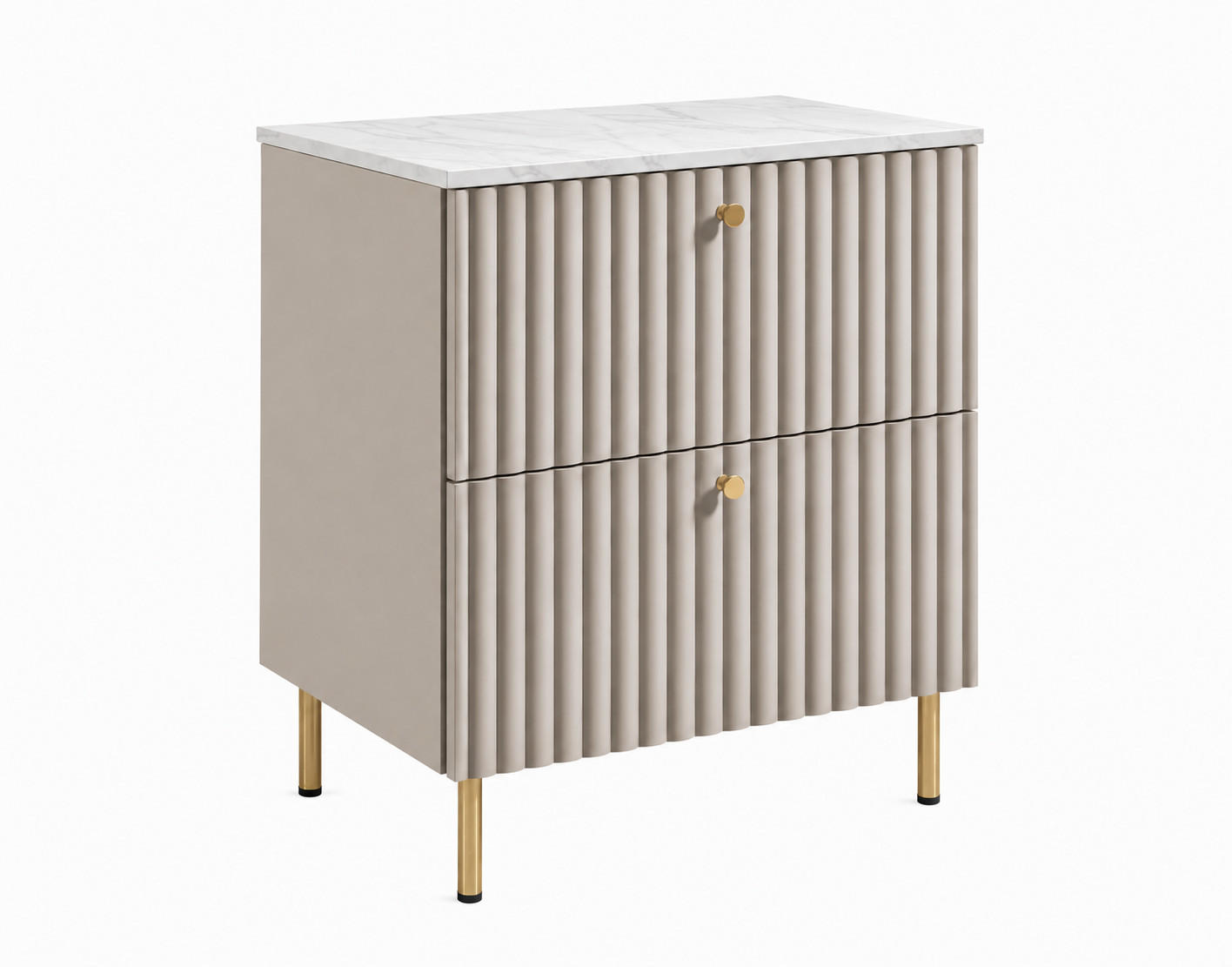 BADEZIMMERSCHRANK: Kaschmir / Platte Marmor Bianco / Griffe Gold / Beine Gold, 60 x 46 x 73,6 cm - Kaschmir/Goldfarben, Holzwerkstoff (60/73.6/46cm) - 3XE LIVING