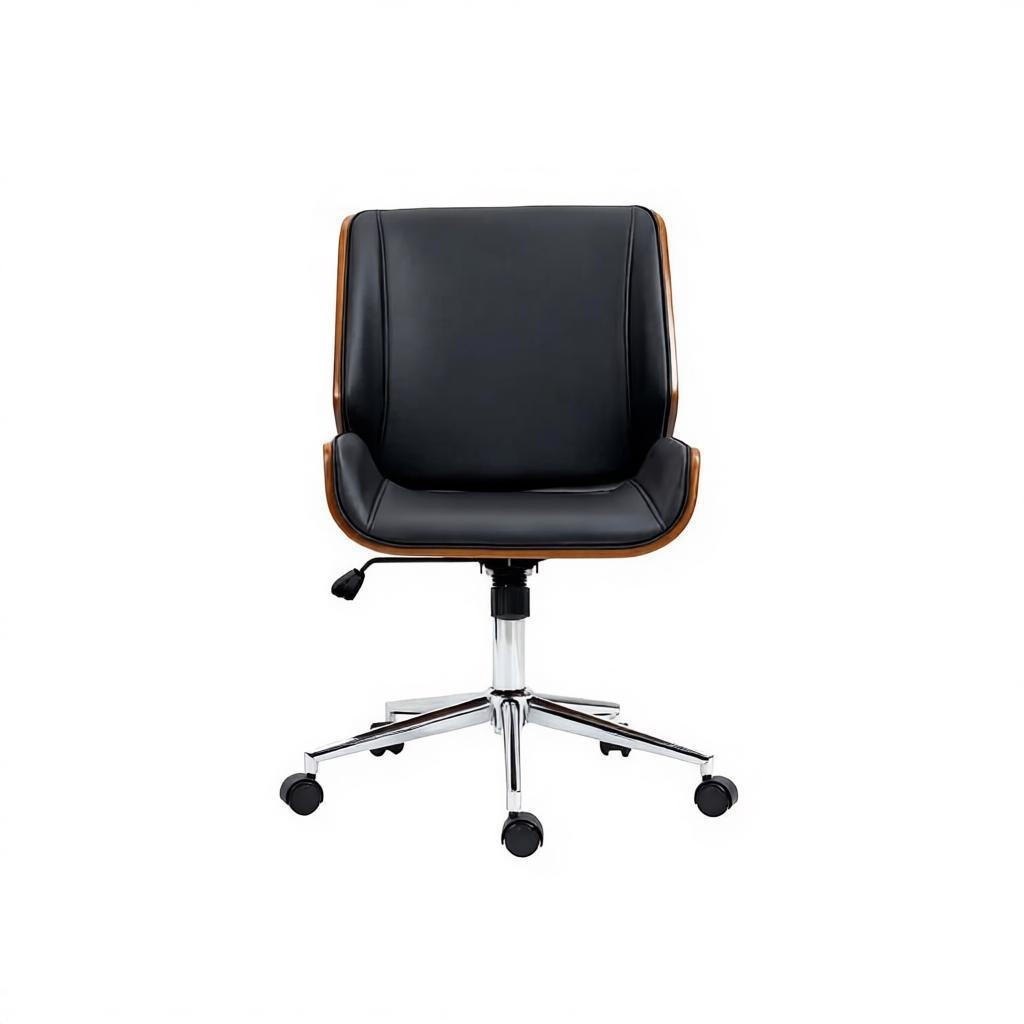 DREHSTUHL DE-40908 mit Holzschale höhenverstellbar Schwarz - Dunkelbraun/Schwarz, Metall (53/96/60cm) - ComfortXL