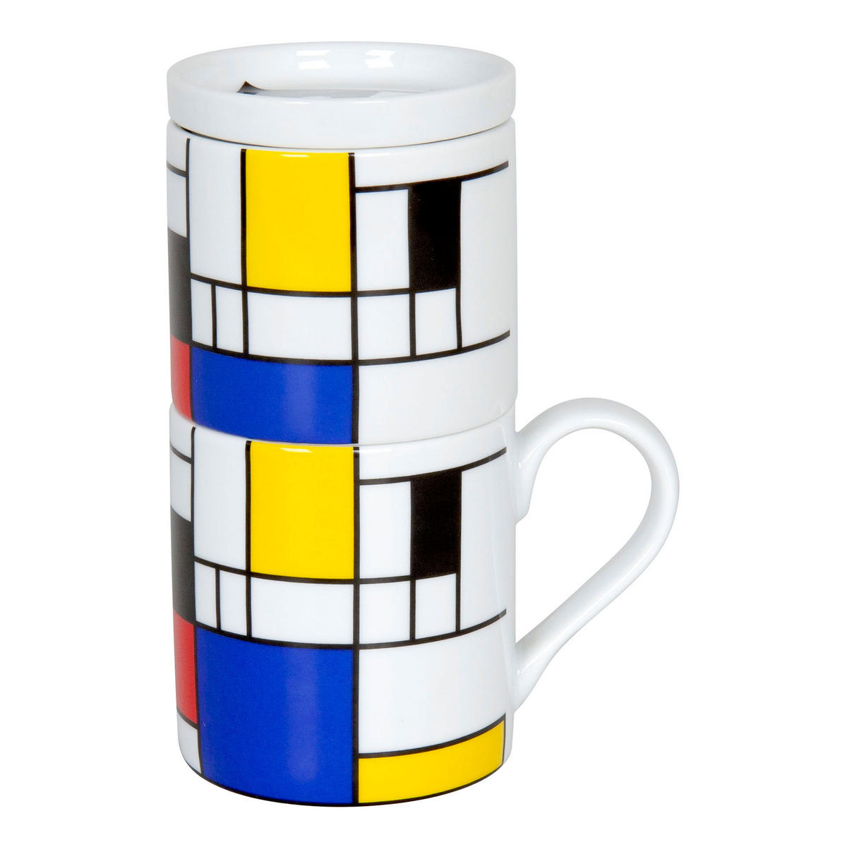 KAFFEEFILTERSET Hommage to Mondrian Small Fragments, 3-tlg. - Naturfarben, Keramik (0.37L) - Könitz