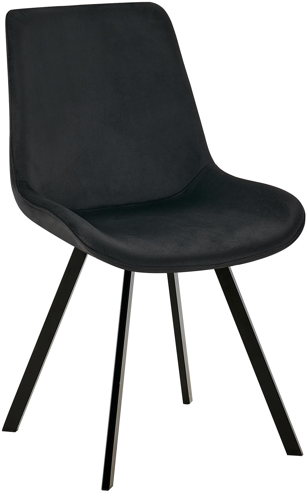 STUHL Samt schwarz - Schwarz, Textil/Metall (53/89/59cm) - CLP