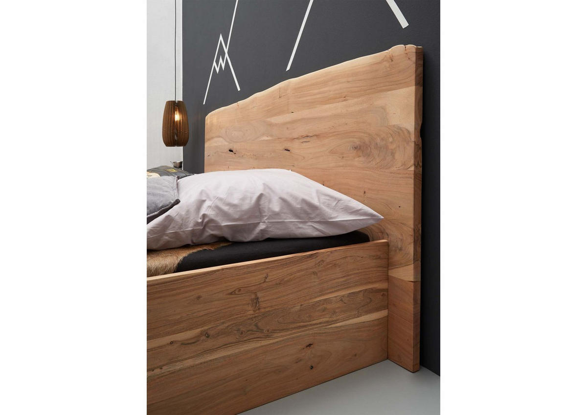 BETT Massivholz Akazie 160 x 200 x 105 natur PURE ACACIA #302 - Braun, Holz (160/200cm) - Massivmoebel24