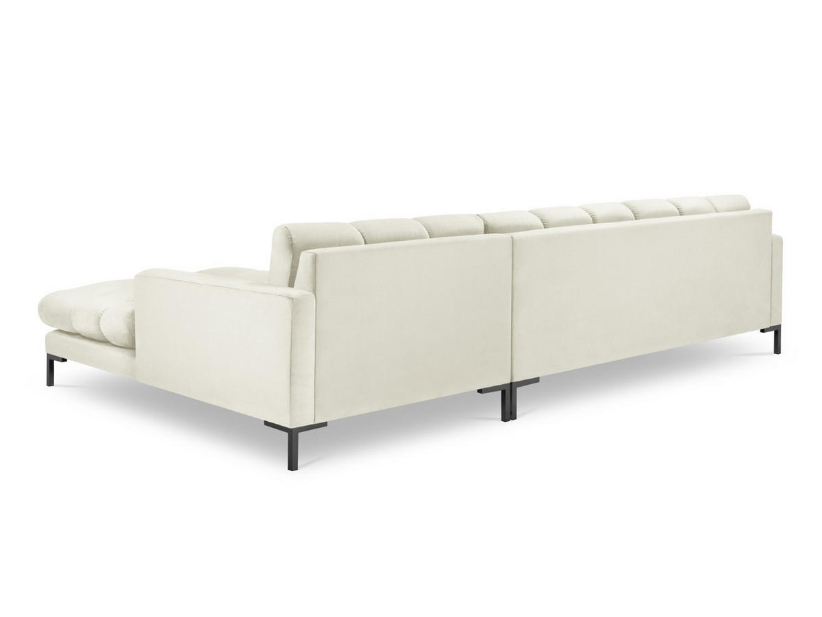 ECKSOFA rechts Mamaia aus Samt leichtes beige 5 Sitzplätze - Creme, Textil (185/293cm) - Micadoni