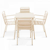 GARTENSET 5-tlg., Elfenbeinfarbe - Beige, Metall - Oviala