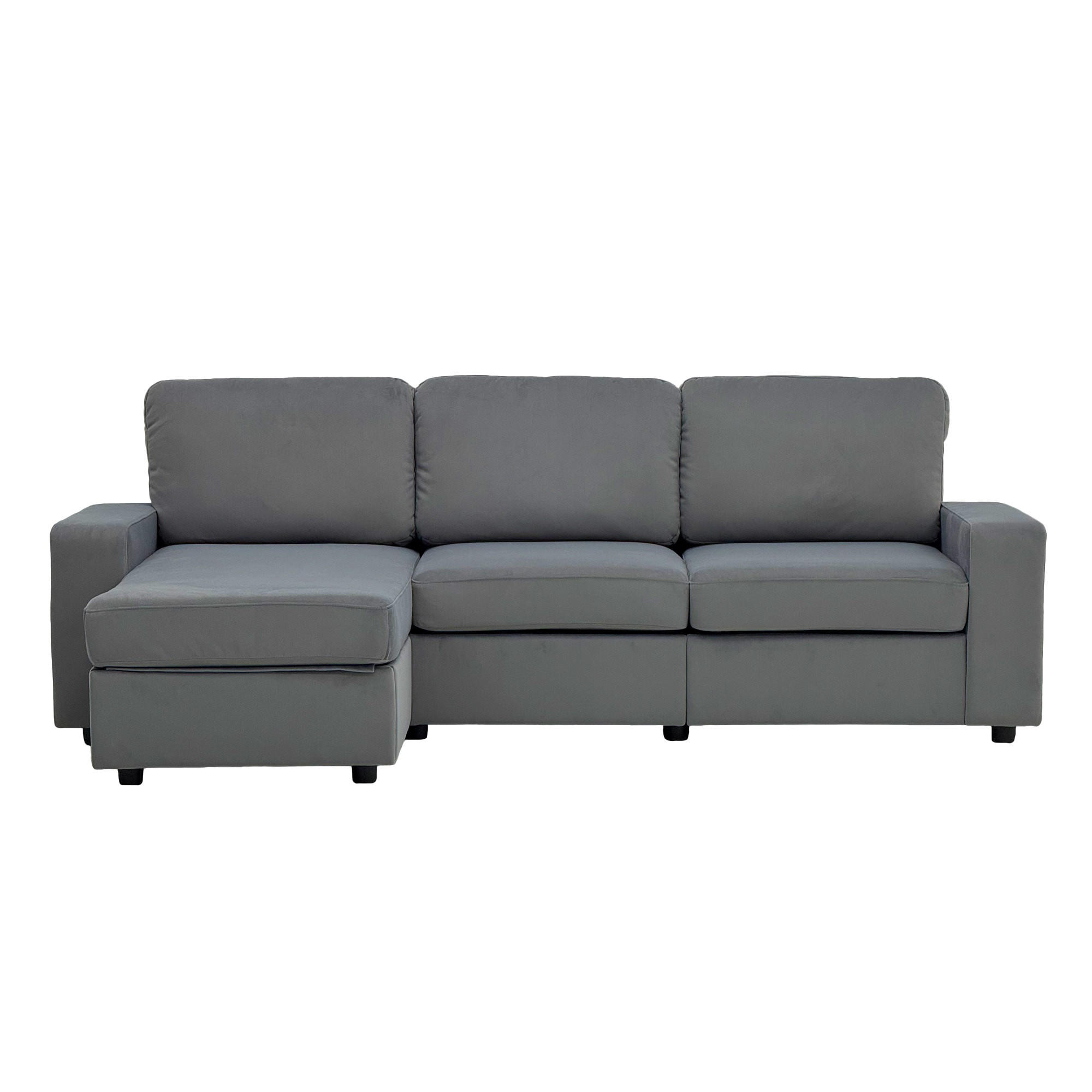 ECKSOFA 245.5/150.5/86.5 cm Grau mit Stauraum und Ottomane - Grau, Textil (245.5/150.5cm) - Oxeza