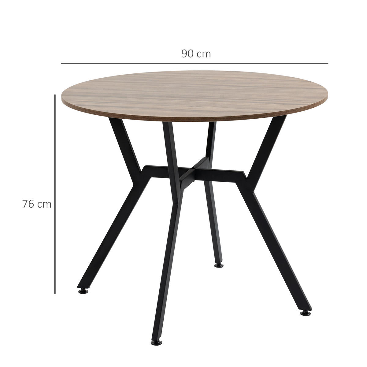 ESSTISCH Braun 1 Stück - Braun, Naturmaterialien (90/90/76cm) - GiPP
