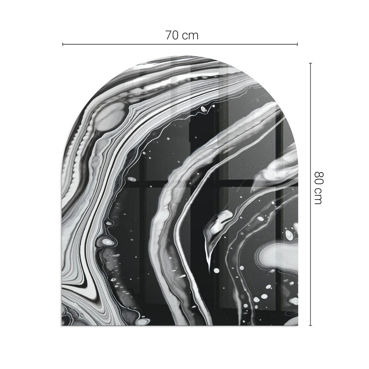 GLASPLATTE für Kamin 80x70 cm Schwarz Weiß - Multicolor, Glas (80/70/0.4cm) - ArtPrintCave