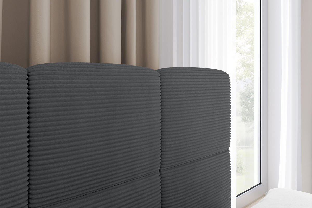 EINZELBETT Jugendbett mit Bettkasten Links, ohne Matratze - LIVY 90x200 Dunkelgrau - Graphitfarben, Holzwerkstoff/Textil (90/200cm) - ALTDECOR