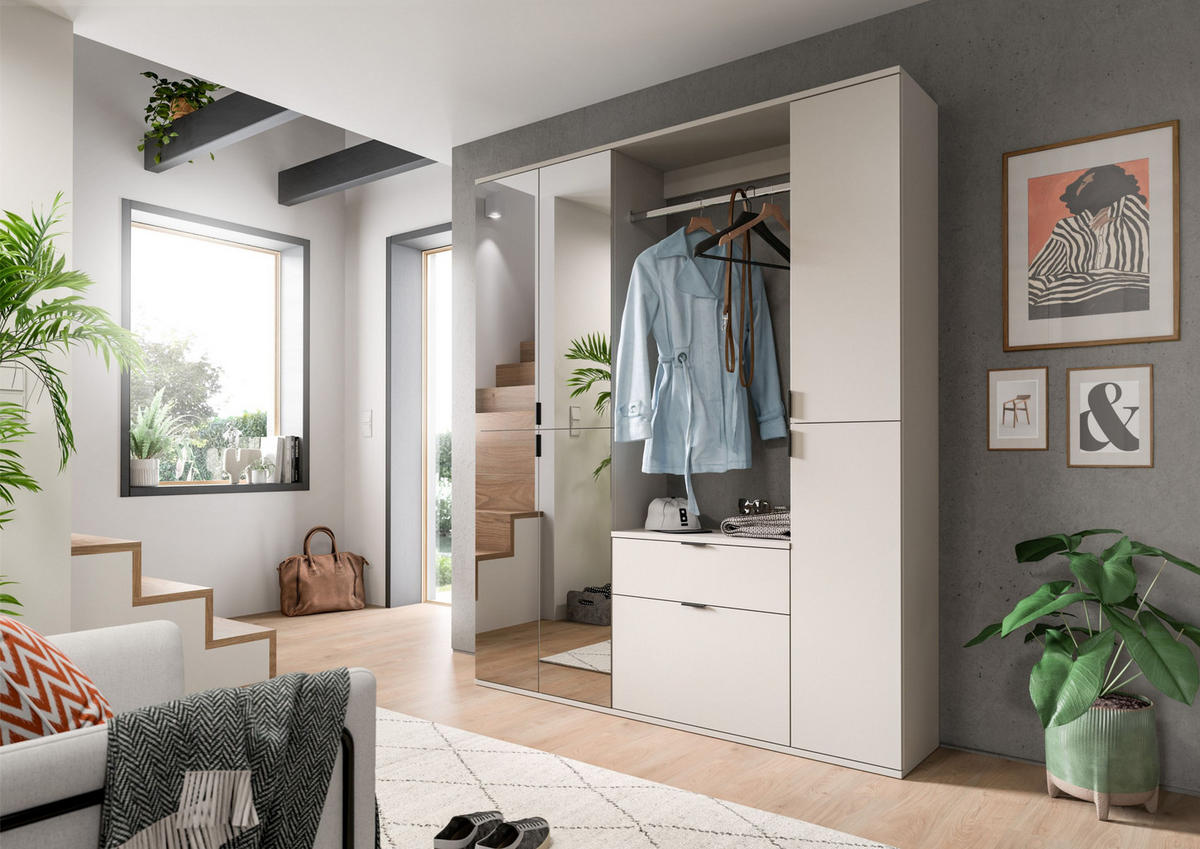 HOCHSCHRANK Projekt X Kaschmir 30/34/193 cm - Beige, Holzwerkstoff (30/193/34cm) - Xonox