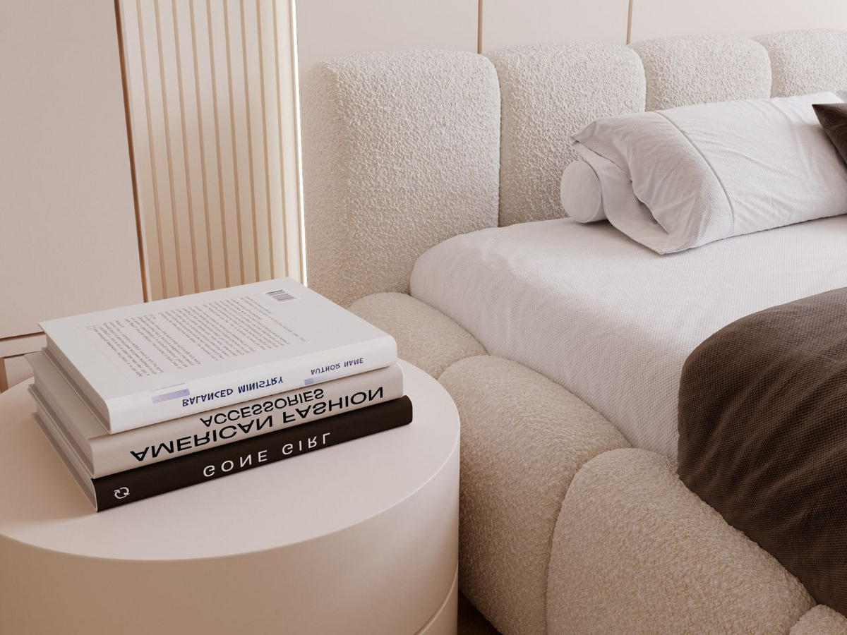 POLSTERBETT Cloud Low 180x200 Bouclé-Stoff Beige - Beige, Textil (180/200cm) - Graingold