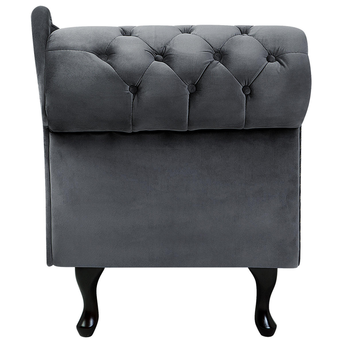 CHAISELONGUE Samtstoff grau linksseitig Nimes - Schwarz/Grau, Textil (170/79/61cm) - Beliani