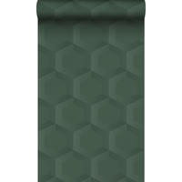 TAPETE 3D Wabenmuster 53 cm x 10.05 m - Grün, Papier (53/1000cm) - Origin Wallcoverings