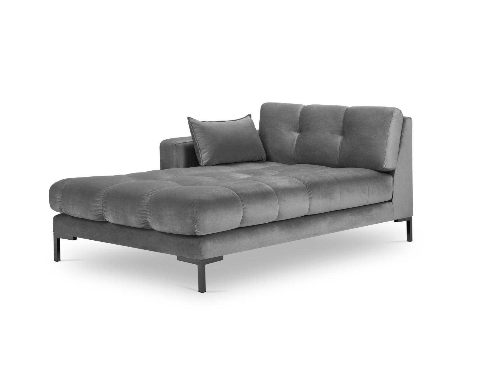 CHAISELONGUE links Mamaia aus Samt hellgrau - Hellgrau, Textil (102/75/185cm) - Micadoni