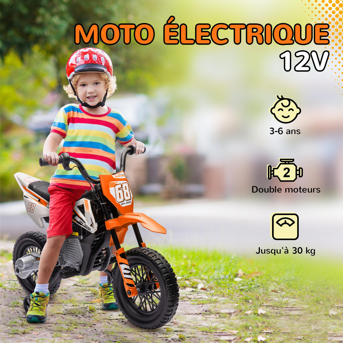 ELEKTRO-MOTORRAD DE-13161 2 Motoren Orange - Orange, Kunststoff (107/56/70cm) - ComfortXL