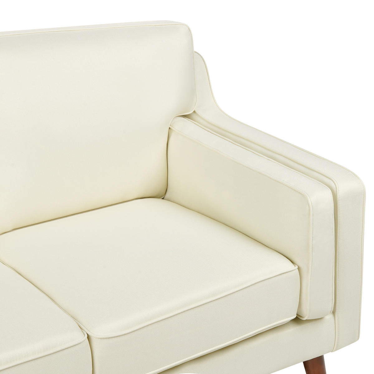 3-SITZER-SOFA cremeweiß Lokka - Hellbraun/Weiß, Textil (204/85/83cm) - Beliani