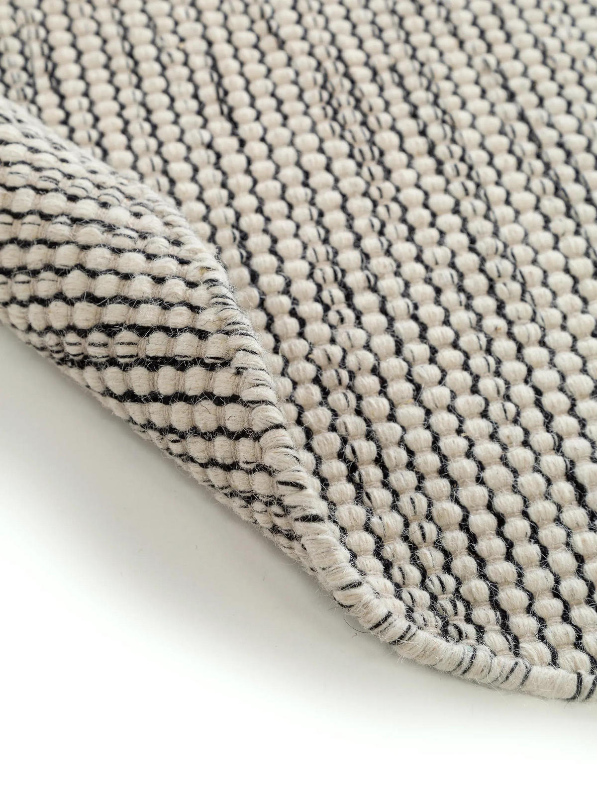 WOLLTEPPICH Rocco Beige/Schwarz ø 250 cm rund - Beige, Naturmaterialien/Textil (250/250cm) - benuta Pure