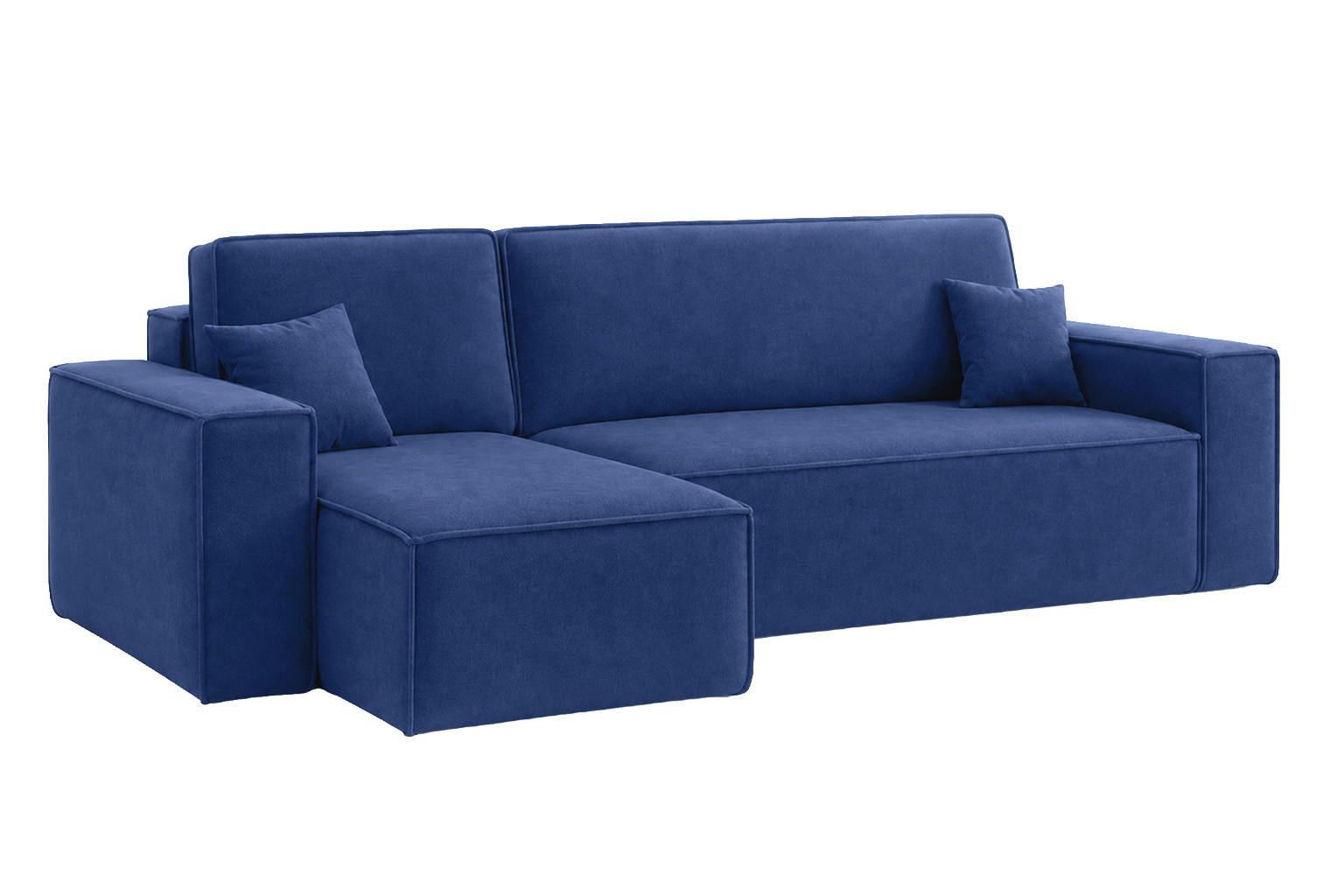 ECKSOFA L-Form Mit Schlaffunktion Und Bettkasten, Veloursstoff Bluvel, Tintenblau, Links, BEST L - Blau, Holz (244/142cm) - Kaiser Möbel