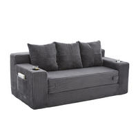 SCHLAFSOFA Modular mit Getränkehaltern und Seitentaschen, DE-42913, Grau - Grau, Textil (172/64/87cm) - ComfortXL