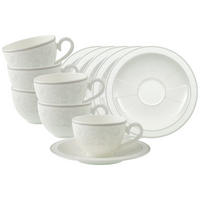 KAFFEETASSEN MIT UNTERTASSEN Gray Pearl weiß 120 ml 6er Set - Weiß, Keramik (0.12L) - Villeroy & Boch