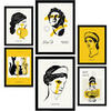 POSTER Set Mit 6 Schwarze Tintenbüsten Größe A3 & A4 Schwarzer Rahmen - Schwarz, Papier (29.7/1cm) - Nacnic