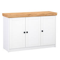 SIDEBOARD 134/82/41 cm weiß Eiche - Schwarz/Weiß, Holz/Metall (134/82/41cm) - Homestyle4u