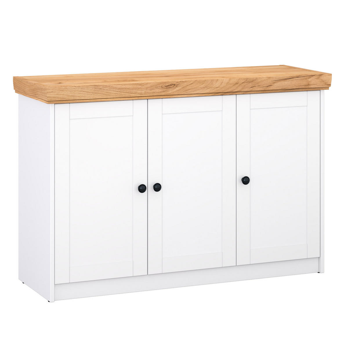 SIDEBOARD 134/82/41 cm weiß Eiche - Schwarz/Weiß, Holz/Metall (134/82/41cm) - Homestyle4u